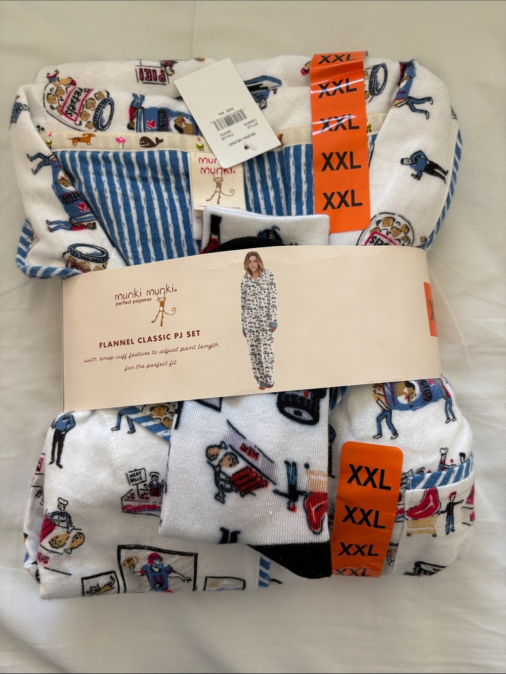 munki munki White Flannel Classic Costco Womens Pajama Set